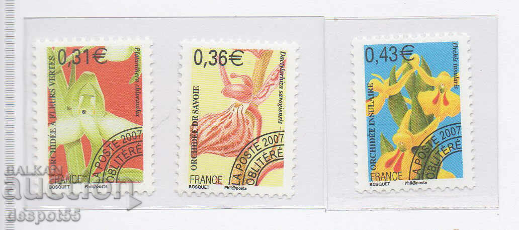 2007. France. Orchids. Pre-cancelled marks.