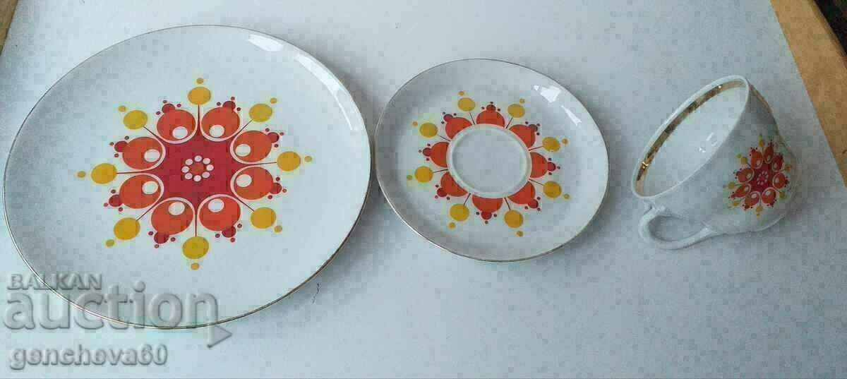 Auction  Beautiful porcelain triple set/long coffee BAVARIA