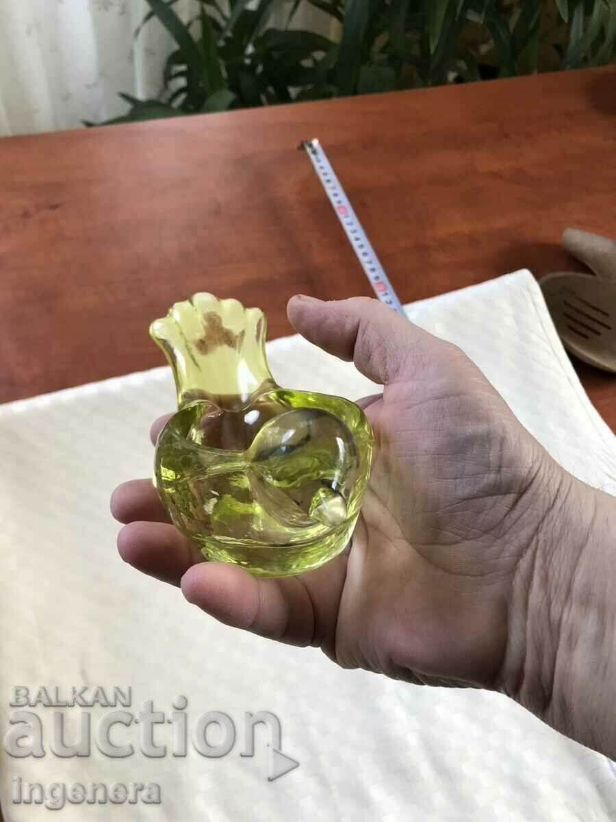 FIGURE BIRD NUT DISH GLASS THICK RELIEF COLOR - 5 FIGURE BIRD NUT DISH GLASS THICK RELIEF COLOR - 5