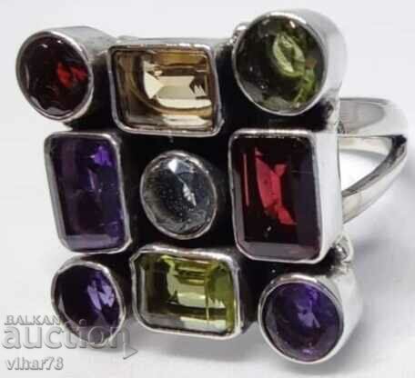 Old silver ring with sapphire, citrine, garnet and amethyst with price 299.99 BGN | € 153.38 Old silver ring with sapphire, citrine, garnet and amethyst with price 299.99 BGN | € 153.38