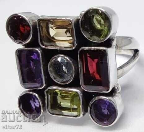 Delivery of Old silver ring with sapphire, citrine, garnet and amethyst Delivery of Old silver ring with sapphire, citrine, garnet and amethyst