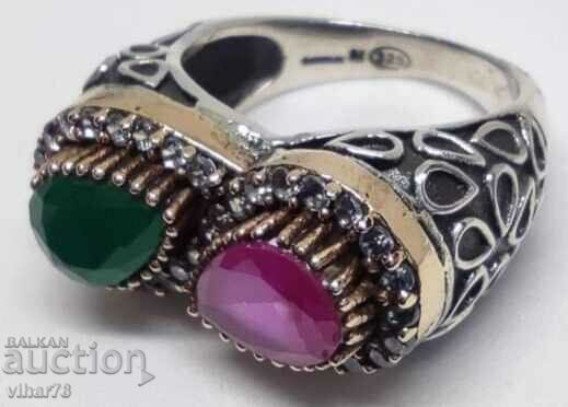 Delivery of silver ring with ruby and emerald Delivery of silver ring with ruby and emerald