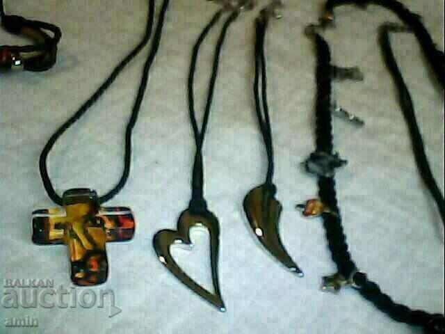 lot ot leather necklaces and bracelets with price 25.00 BGN | € 12.78