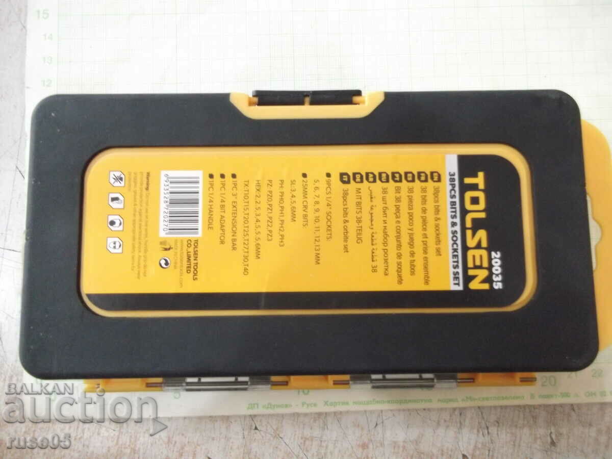 "TOLSEN" ratchet set with bits and inserts 38 pieces new - 6 "TOLSEN" ratchet set with bits and inserts 38 pieces new - 6
