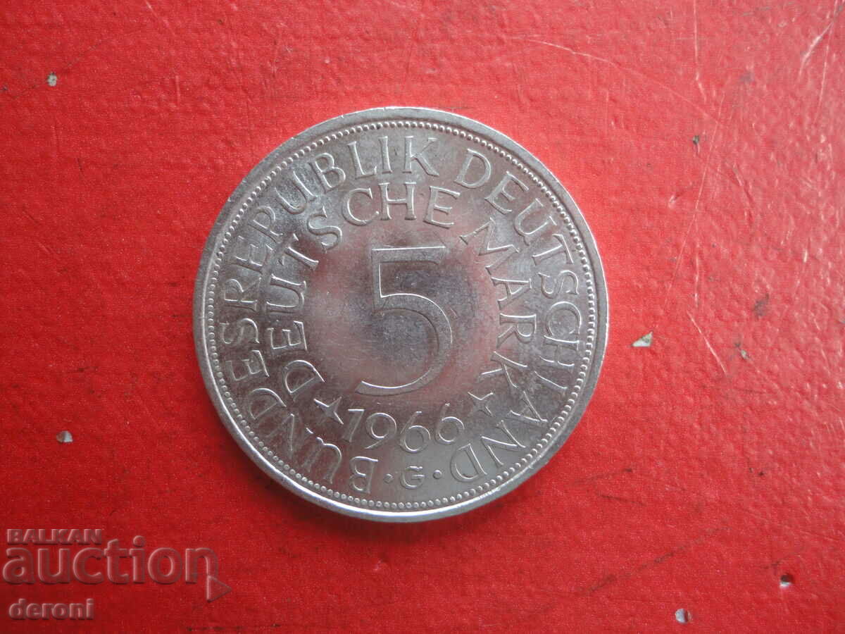 Auction 5 Marks 1966 Germany Silver Coin Auction 5 Marks 1966 Germany Silver Coin