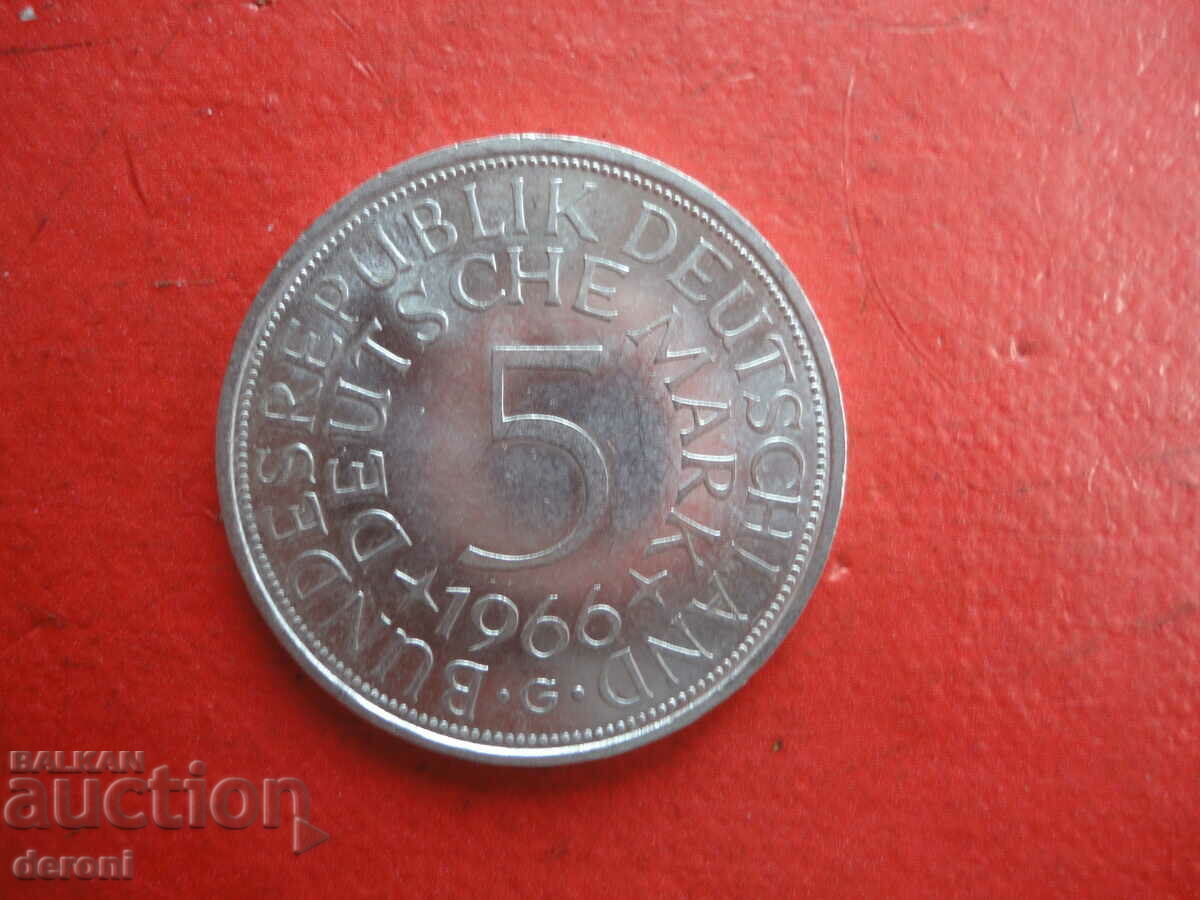 5 Marks 1966 Germany Silver Coin - 6 5 Marks 1966 Germany Silver Coin - 6