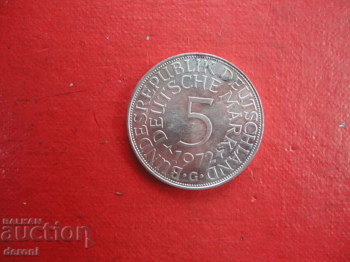 5 marks 1972 Germany silver coin - 6 5 marks 1972 Germany silver coin - 6