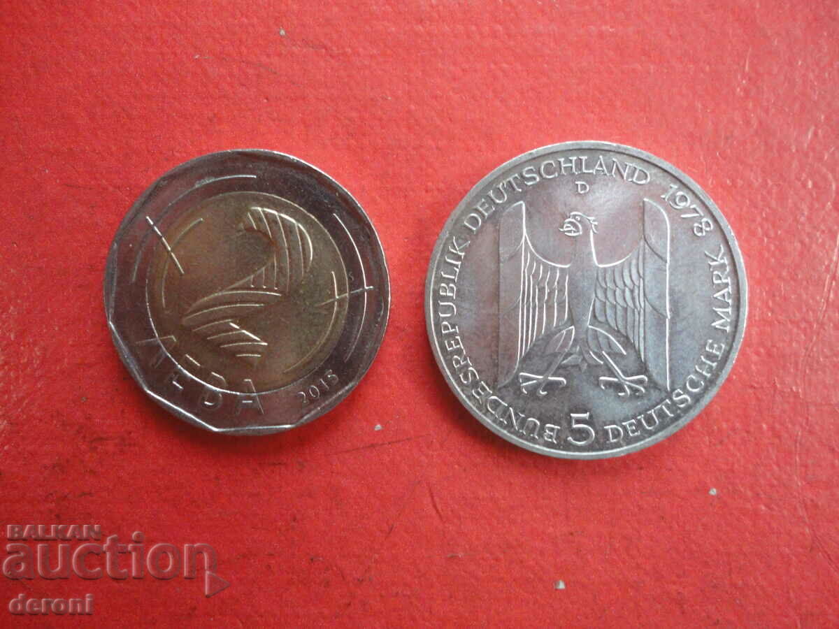 5 марки 1978 Германия сребърна монета