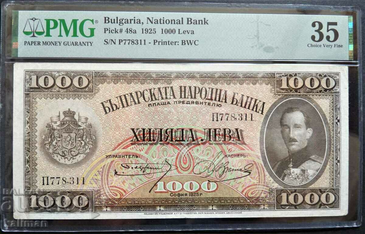 Banknote 1000 BGN 1925 PMG VF 35