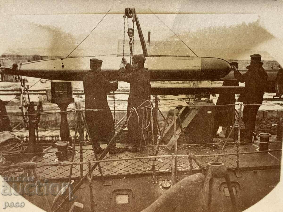 Bulgarian destroyer Torpedo loading old photo with price 20.00 BGN | € 10.23