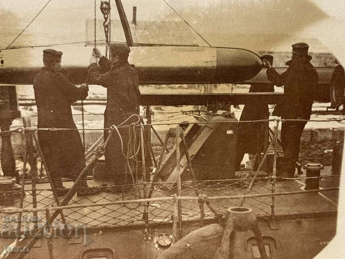 Auction  Bulgarian destroyer Torpedo loading old photo