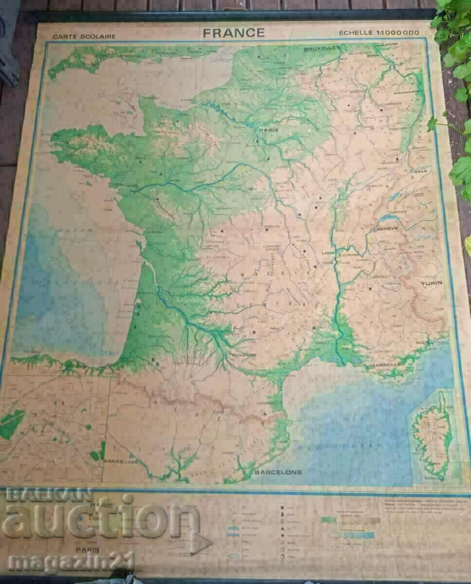 Harta geografiei naturale pentru studenți a Franței Franța