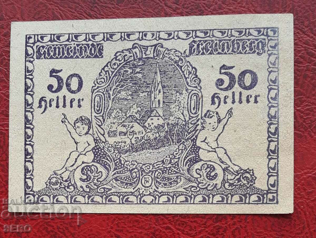 Банкнота-Австрия-Г.Австрия-Фрайберг-50 хелера 1920