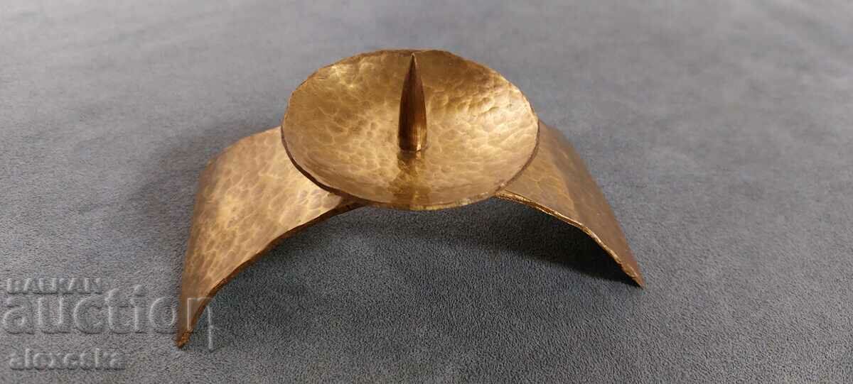 Wrought brass candle holder