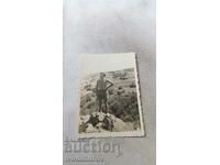 Снимка Мъж с къси панталони на скала на Витоша 1954