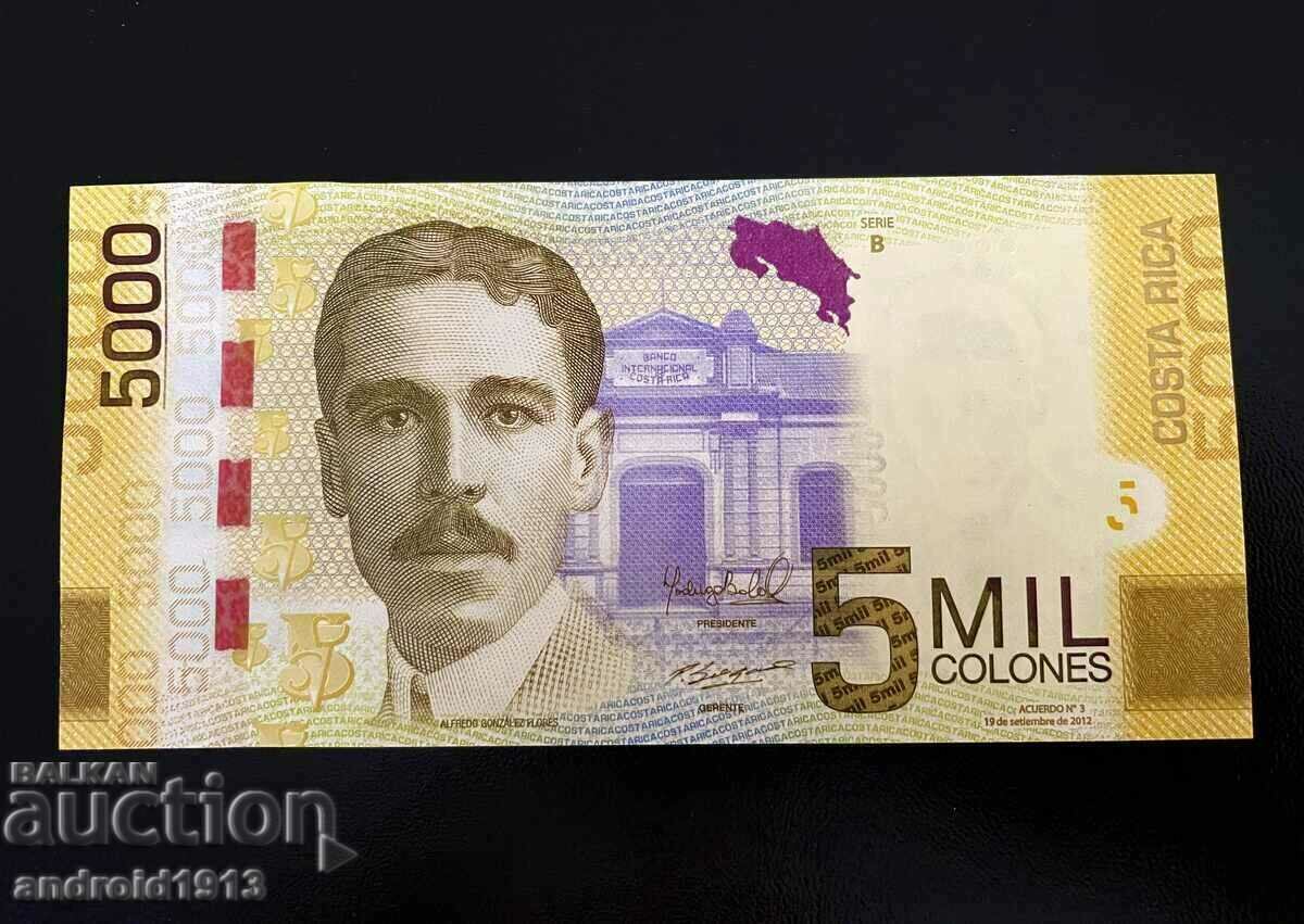 COSTA RICA - 5000 COLUMNS 2012, P276b, UNC COSTA RICA - 5000 COLUMNS 2012, P276b, UNC