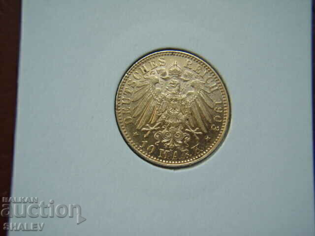 10 marci 1903 Saxonia (Germania) Saxonia - XF/AU (aur) cu preț € 739.89 | 1447.10 BGN