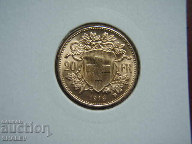 Аукцион 20 Francs 1916 Switzerland (20 франка Швейцария)- AU (злато) Аукцион 20 Francs 1916 Switzerland (20 франка Швейцария)- AU (злато)