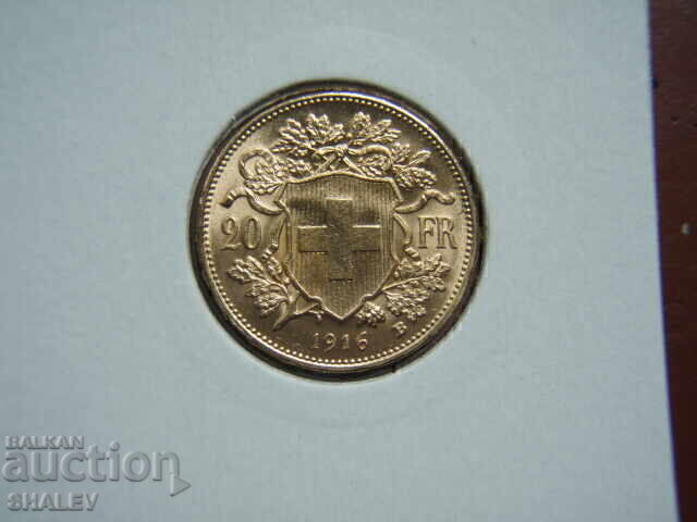 20 franci 1916 Elveția (20 franci Elveția) - AU (aur) 20 franci 1916 Elveția (20 franci Elveția) - AU (aur)