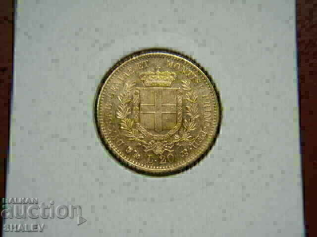 20 Lire 1858 P Sardinia / Italy (Sardinia) - AU+ (gold)