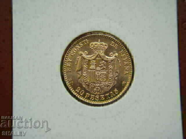 20 Pesetas 1896 (19*62) Spain - AU/Unc (gold) with price € 935.89 | 1830.44 BGN