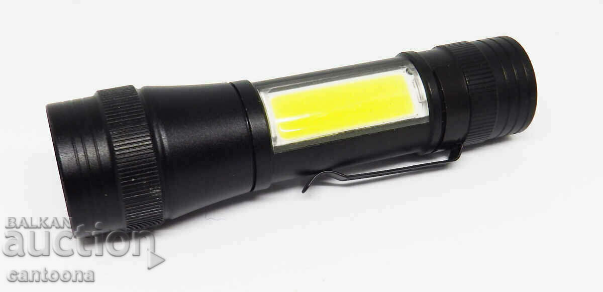 T6 LED rechargeable flashlight and work lamp, LED + COB diodes