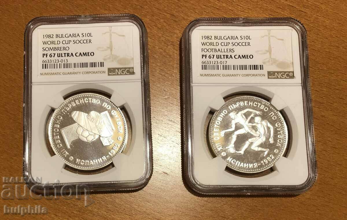Spania 1982 cele două monede de argint. PF 67 UC