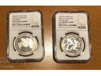 Испания 1982 двете сребърни монети. PF 67 UC
