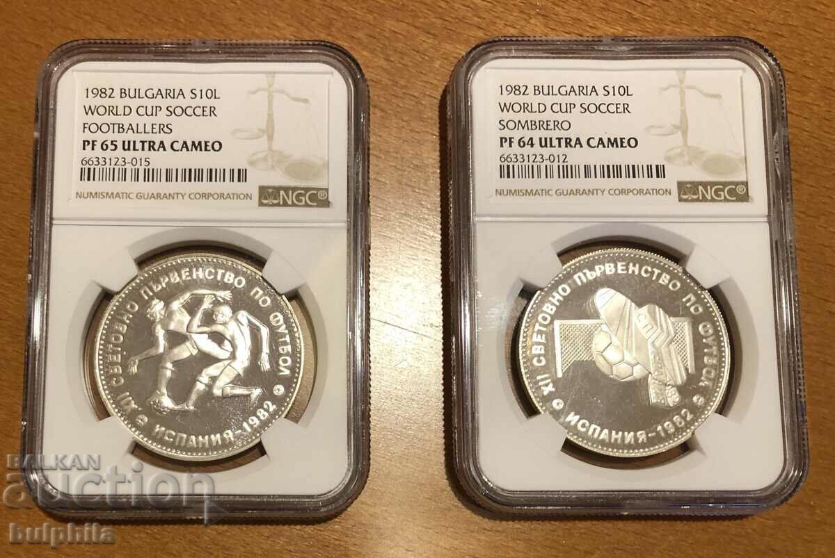 Испания 1982 двете сребърни монети. PF 64 UC и PF 65 UC
