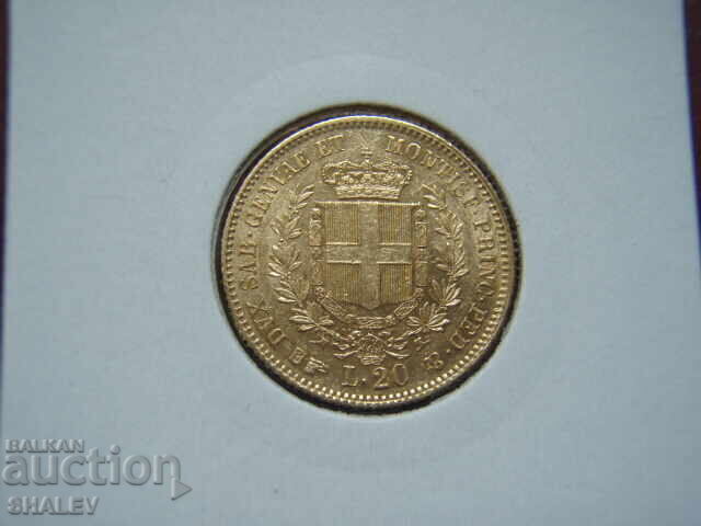 20 Lire 1861 B Sardinia / Italy (Сардиния) - AU+ (злато) с цена € 962.89 | 1883.25 лв.