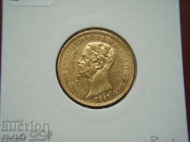 20 Lire 1861 B Sardinia / Italy (Сардиния) - AU+ (злато) - 6