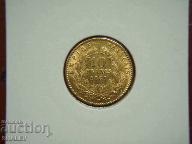 10 Francs 1865 BB France - XF/AU (gold)