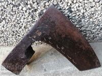 Old ax with stamp and engravings ax satyr wrought iron sap