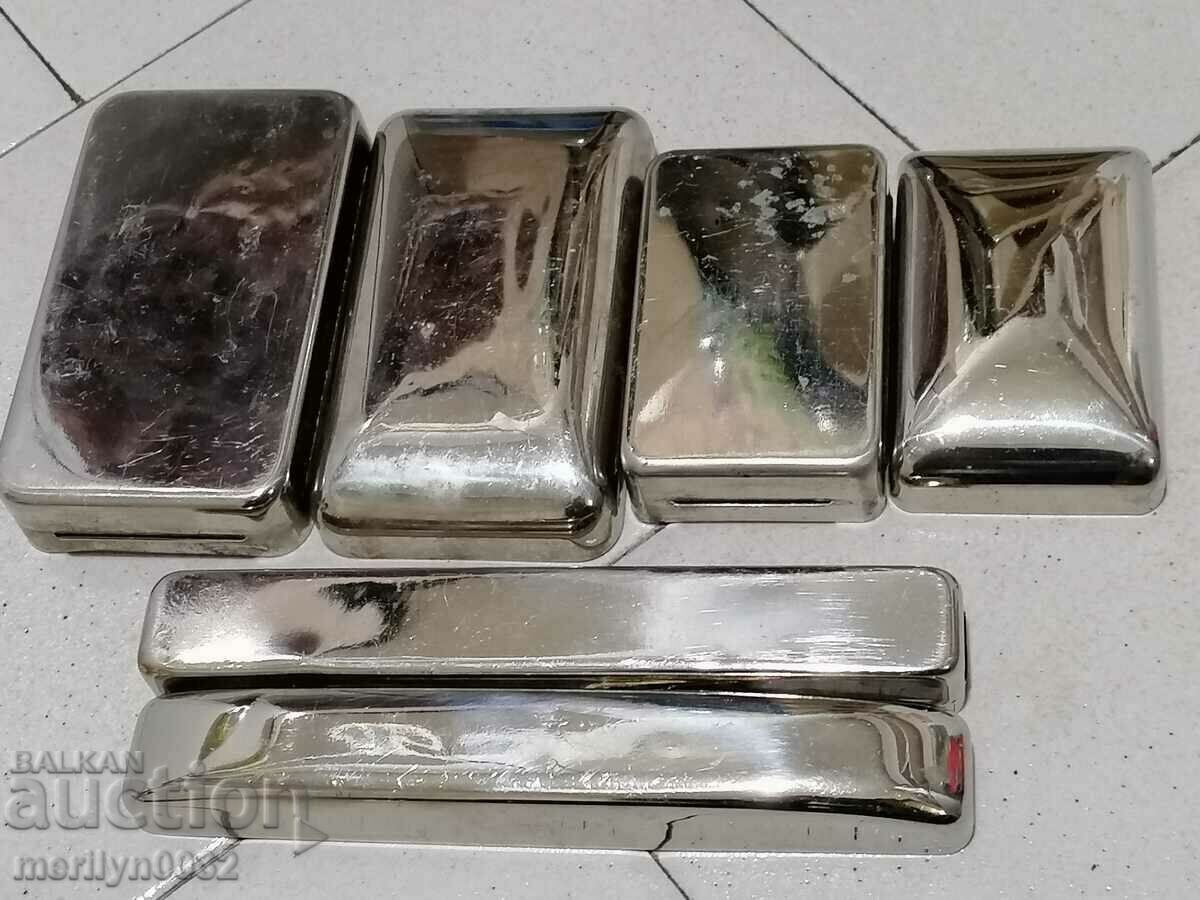 Set of Nickel Plated WW2 WW2 Soap Dish General's Box - 5 Set of Nickel Plated WW2 WW2 Soap Dish General's Box - 5