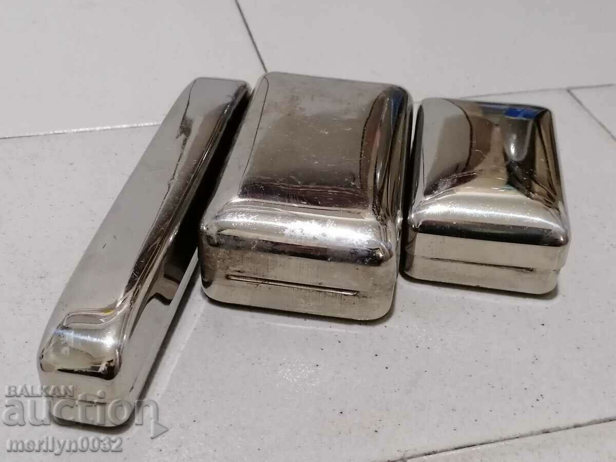Set of Nickel Plated WW2 WW2 Soap Dish General's Box - 7 Set of Nickel Plated WW2 WW2 Soap Dish General's Box - 7