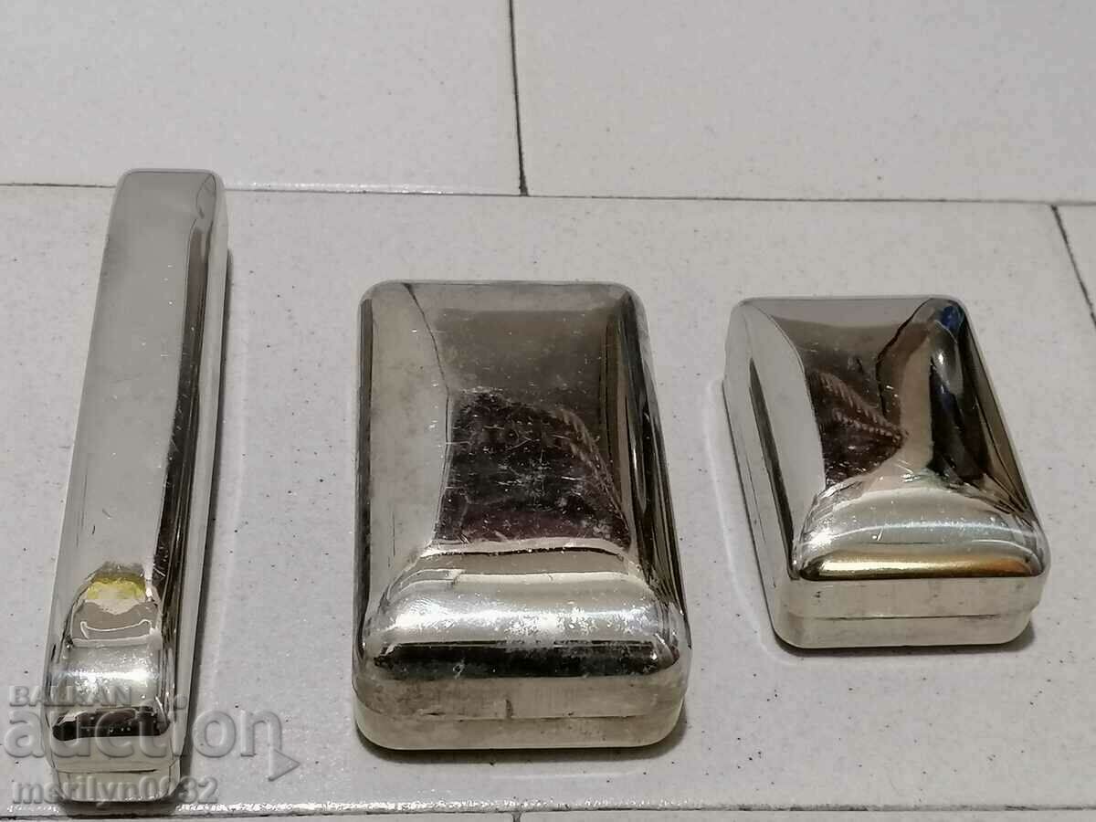 Set de vase de săpun cutie de toaletă generală placată cu nichel al doilea război mondial