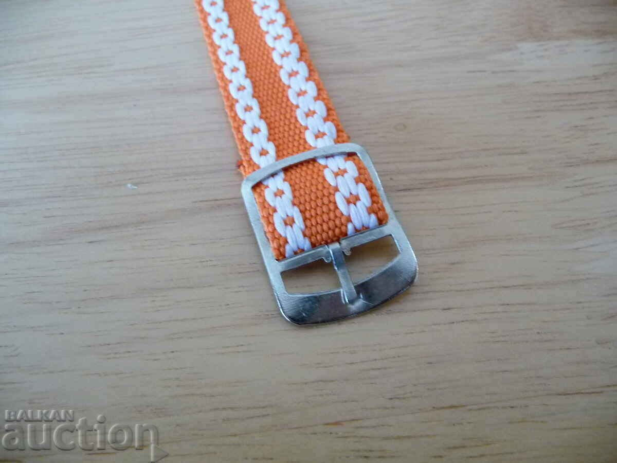 Δημοπρασία Ρετρό λουράκι ρολογιού πορτοκαλί παλιό νέο ύφασμα Δημοπρασία Ρετρό λουράκι ρολογιού πορτοκαλί παλιό νέο ύφασμα