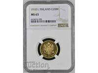 20 Markkaa 1910 Finlanda - NGC MS63 (aur)