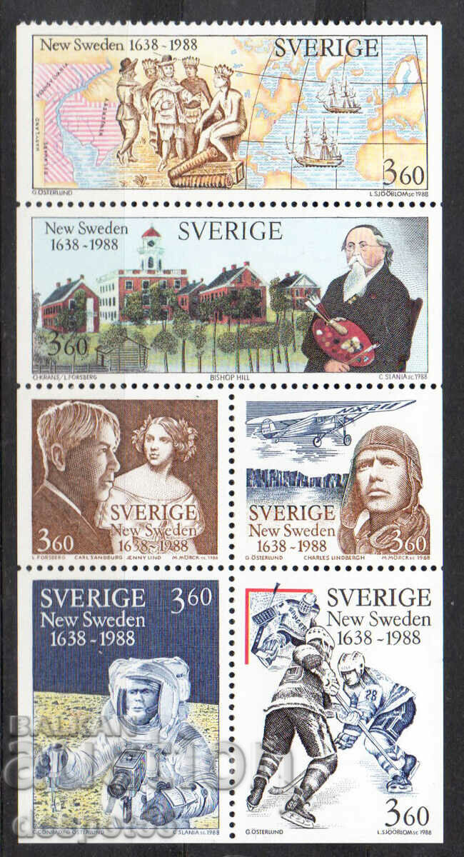 1988. Sweden. New Sweden, 1638-1988. Block.