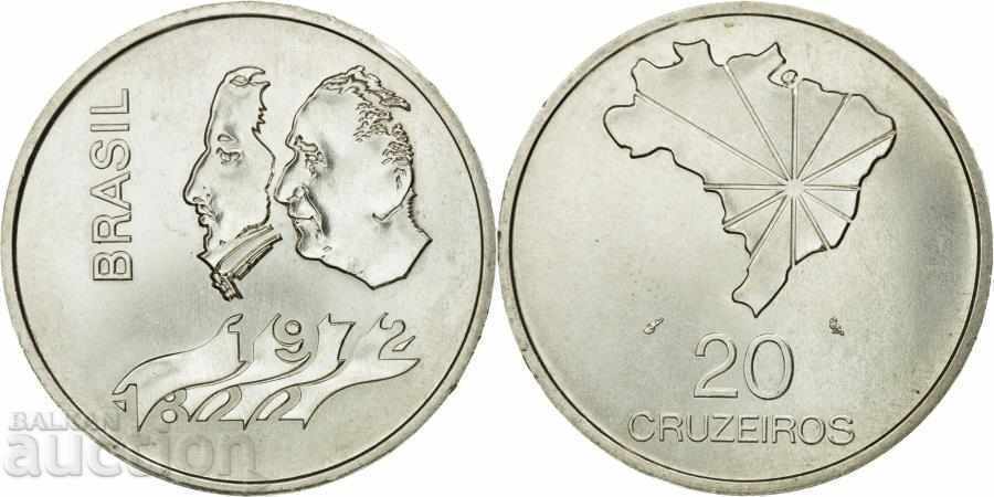 Brazil 20 Cruzeiros 1972 Commemorative Silver Coin UNC Brazil 20 Cruzeiros 1972 Commemorative Silver Coin UNC