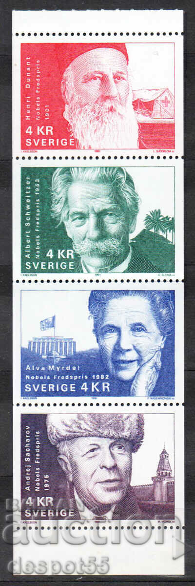 1991. Sweden. Nobel laureates for peace. Strip.