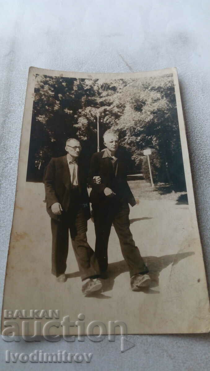 Photo Two elderly men on a walk in the park