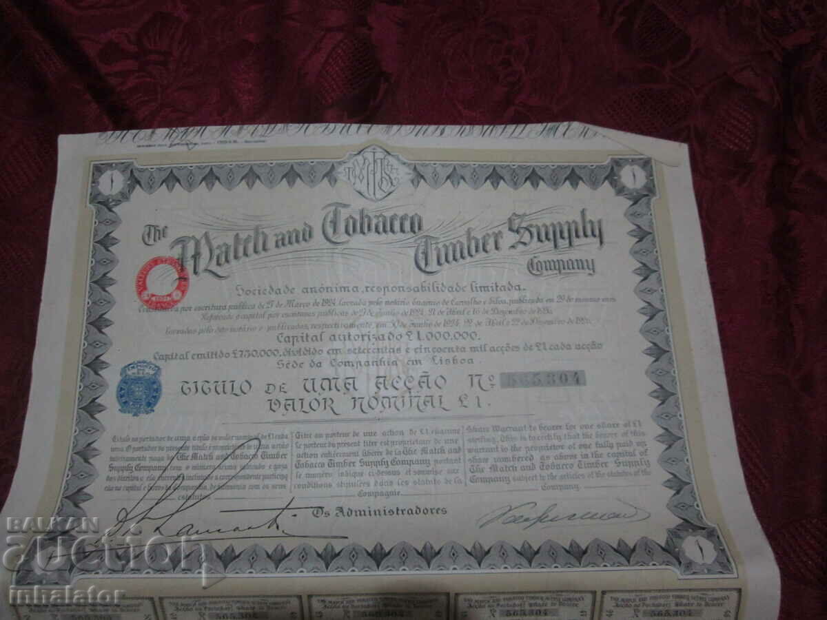 1926 Portuguese Tobacco Shares