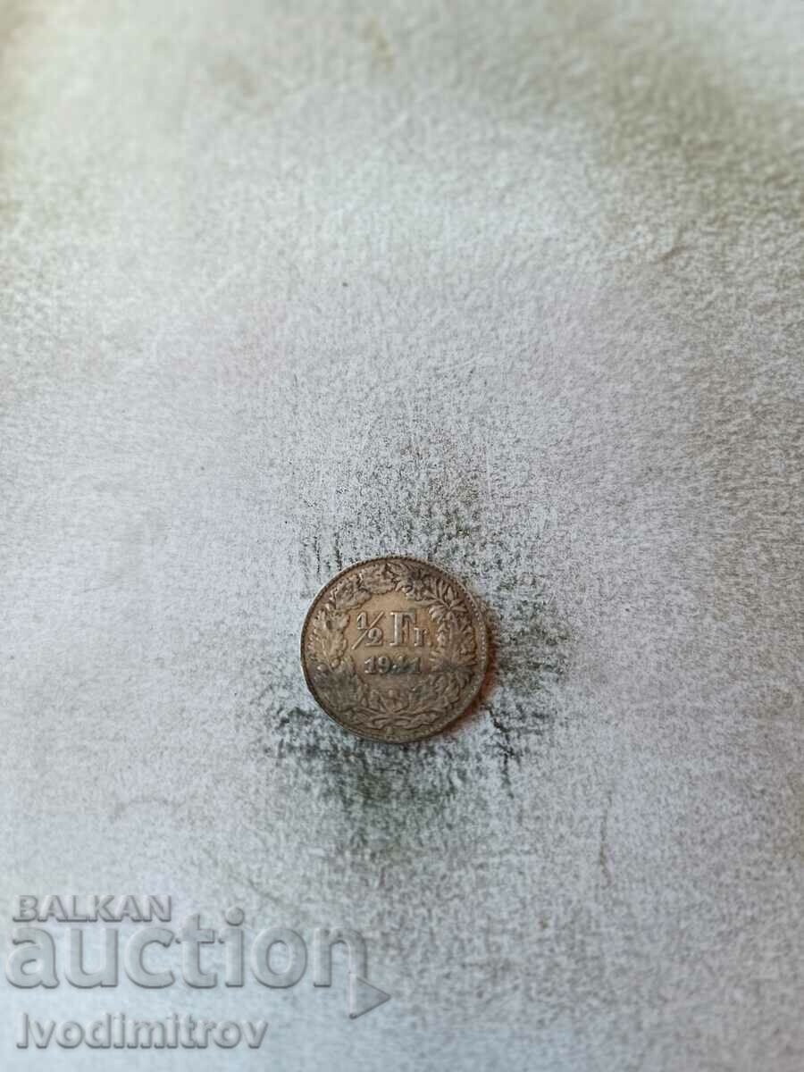 Elveția 1/2 Franc 1944 Argint