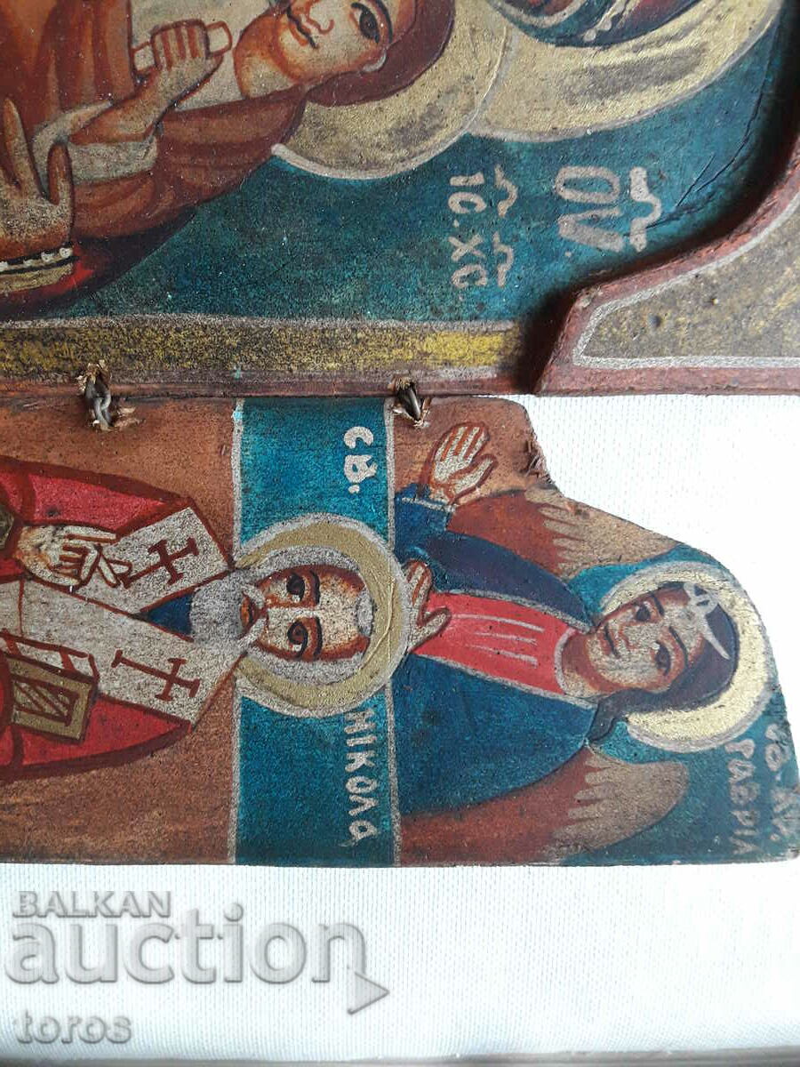 Παράδοση Χειροποίητο τρίπτυχο εικονιδίων, στυλ αναβίωσης, θρησκεία Παράδοση Χειροποίητο τρίπτυχο εικονιδίων, στυλ αναβίωσης, θρησκεία