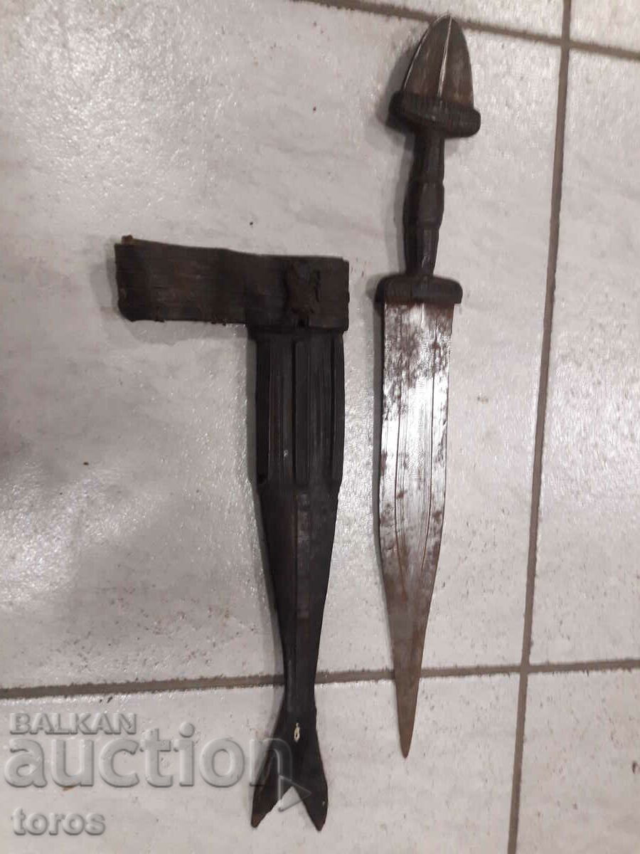 Παλιό αυθεντικό αφρικανικό στιλέτο, μαχαίρι, στιλέτο, λεπίδα