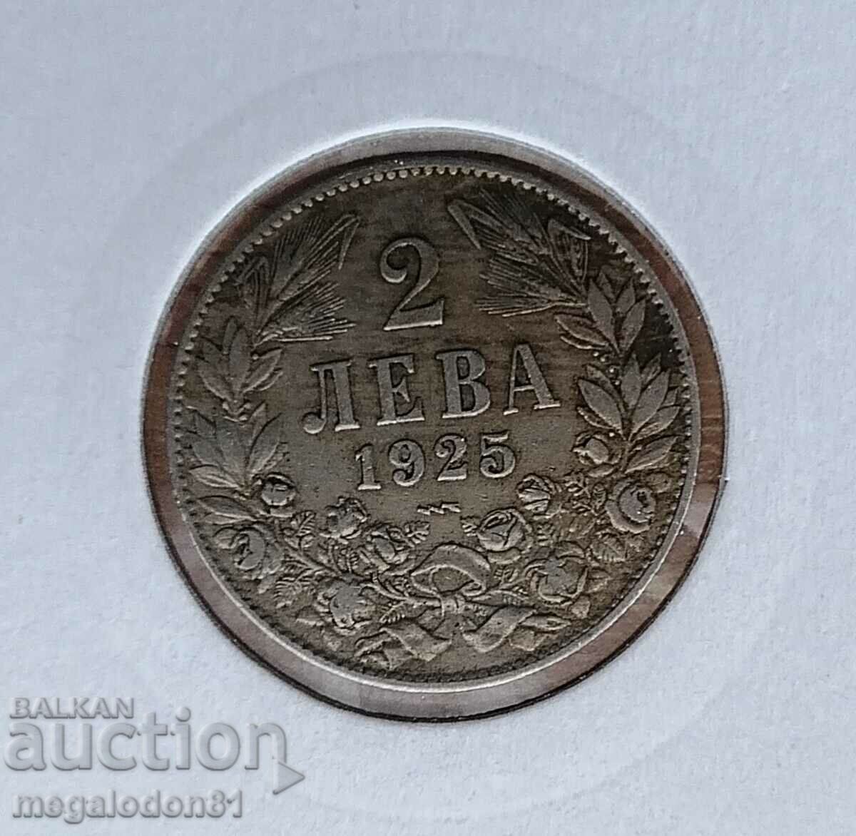 България - 2 лева 1925г., с черта