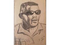 Ray Charles portrait pencil drawing Genko Penchev Genov 1964