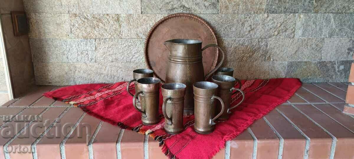 Serviciu de vin de cupru forjat de modă veche - 6 Serviciu de vin de cupru forjat de modă veche - 6