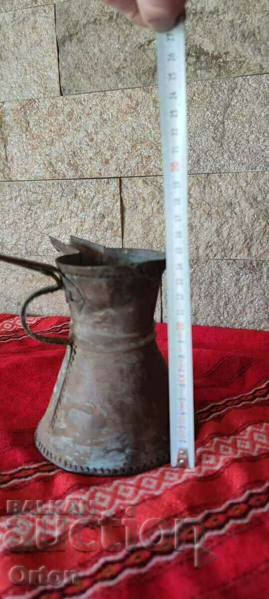 Голямо османско старо ковано медно джезве - 5 Голямо османско старо ковано медно джезве - 5